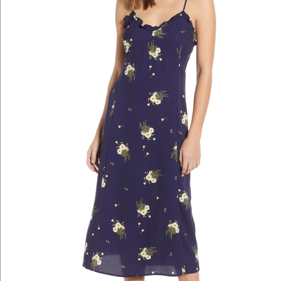 NWOT BP Ruffle Trim Floral Print MIDI Dress - Picture 1 of 10